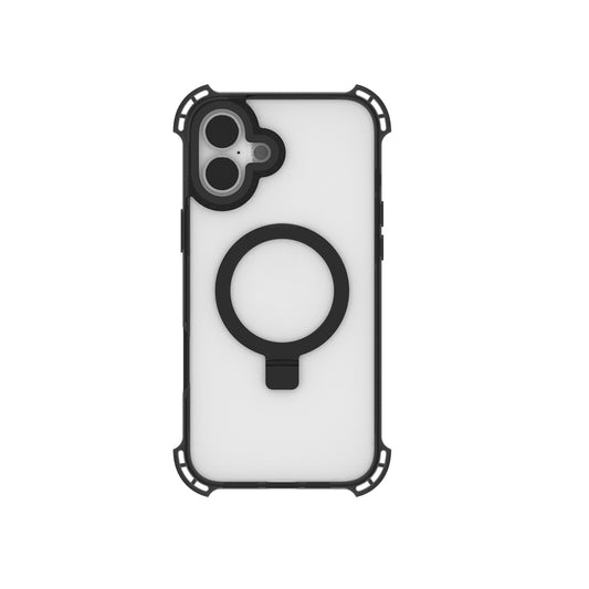 Apple iPhone 16 Case M-safe Charging Feature Raptic Dual Series Transparent Stand Cover Black