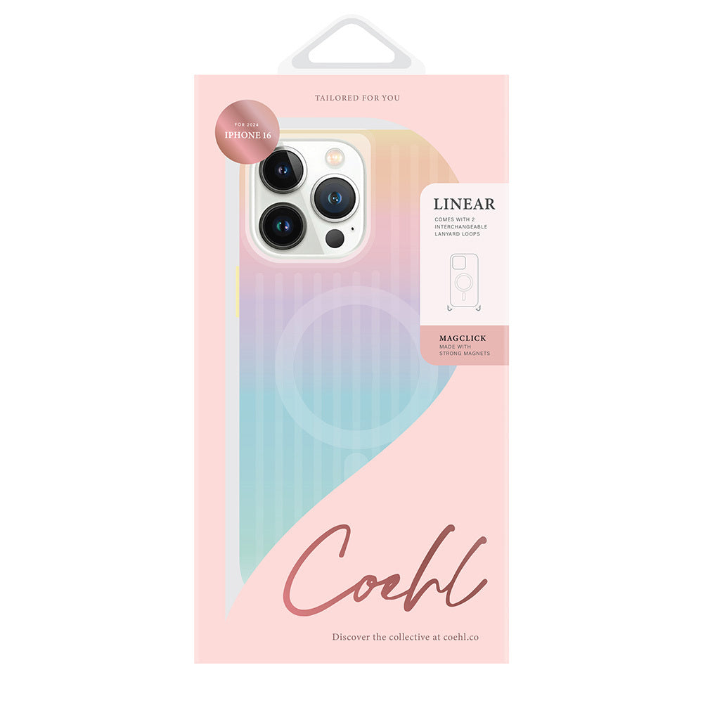 Apple iPhone 16 Kılıf M-safe Şarj Özellikli Renk Geçişli Askı Aparatlı Coehl Linear Kapak Colorful
