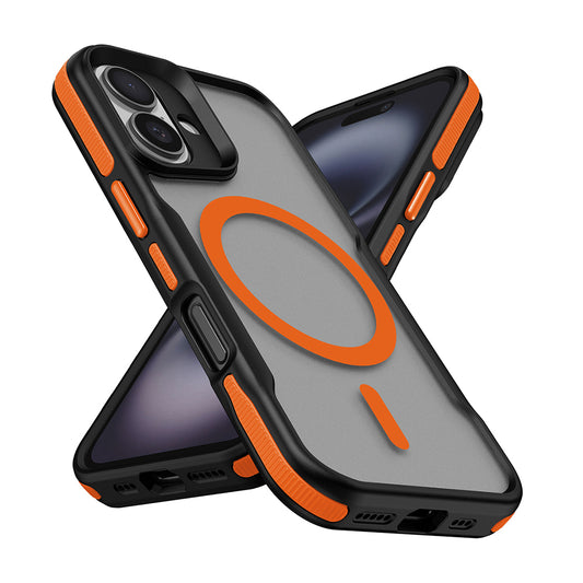 Apple iPhone 16 Case M-safe Charging Feature Colorful Edge Airbag Strip Zore Lamer Cover Orange