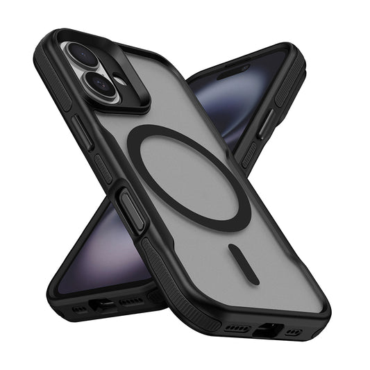 Apple iPhone 16 Case with M-safe Charging Feature, Colorful Edge Airbag Strip, Zore Lamer Cover, Black