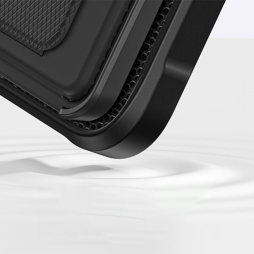Apple iPhone 16 Case M-safe Charging Stand Card Holder Set Amazingthing Glamour Luxe Series Cover Black