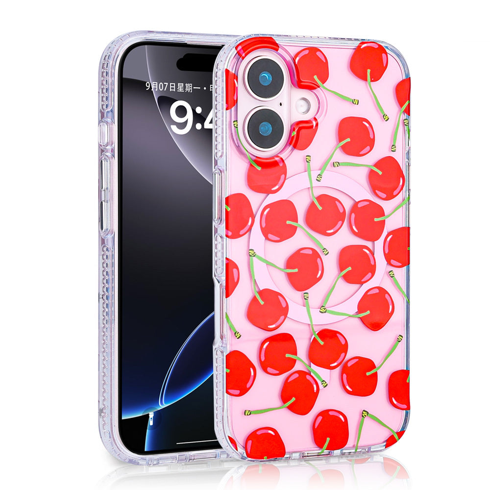 Apple iPhone 16 Case Zore Stilo Cover with M-safe Charging Feature Pink-Blue