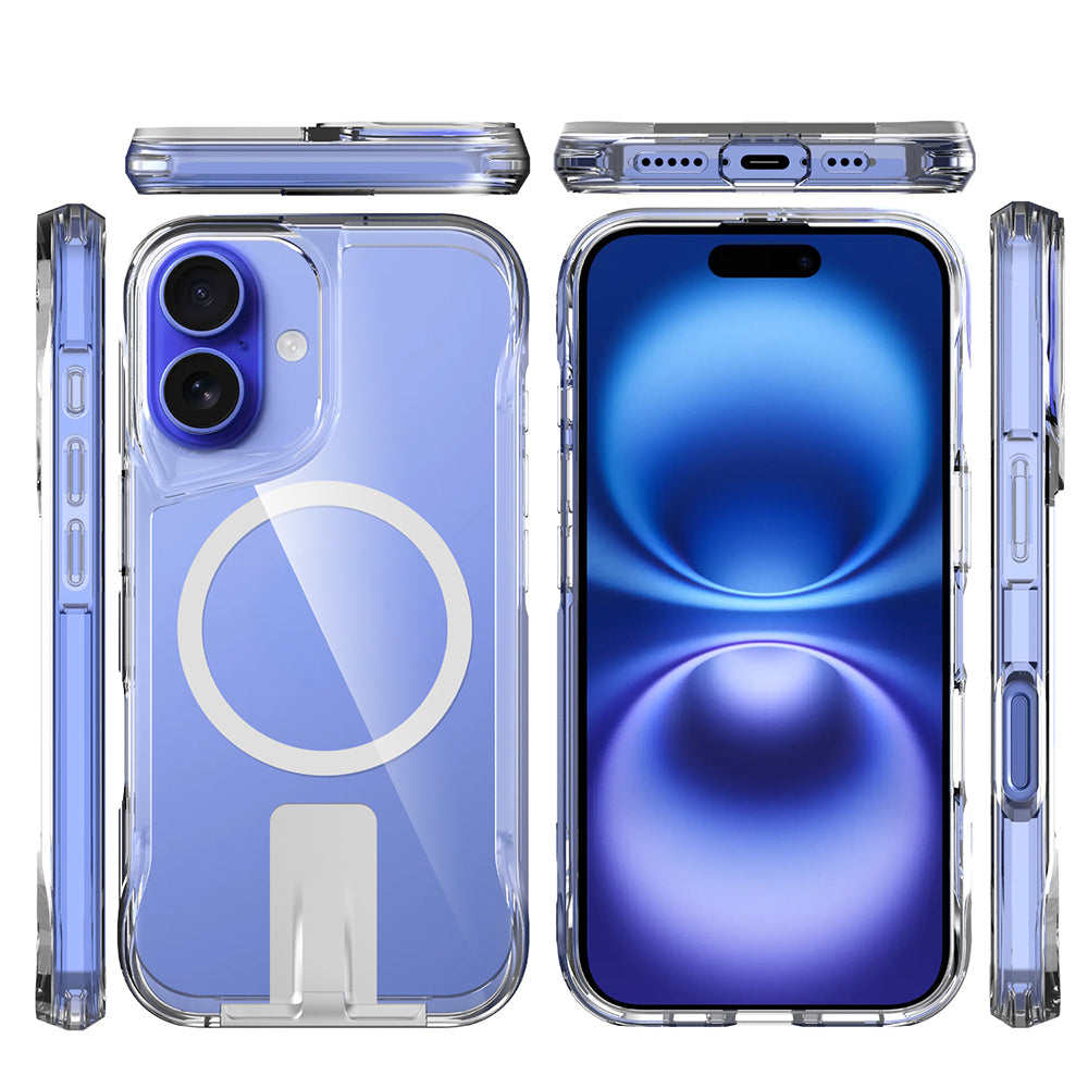 Apple iPhone 16 Case M-safe Charging Feature Zore T-Max Stand Cover Transparent