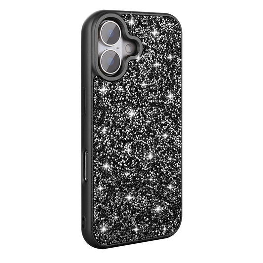 Apple iPhone 16 Case Shiny Stone Design Zore Diamond Cover Black