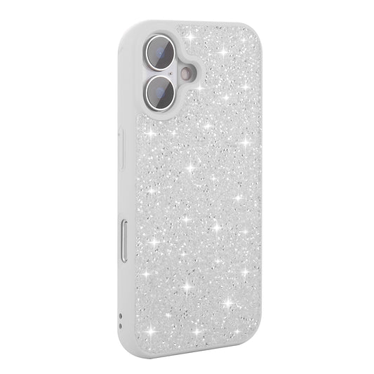 Apple iPhone 16 Case Shiny Stone Design Zore Diamond Cover White
