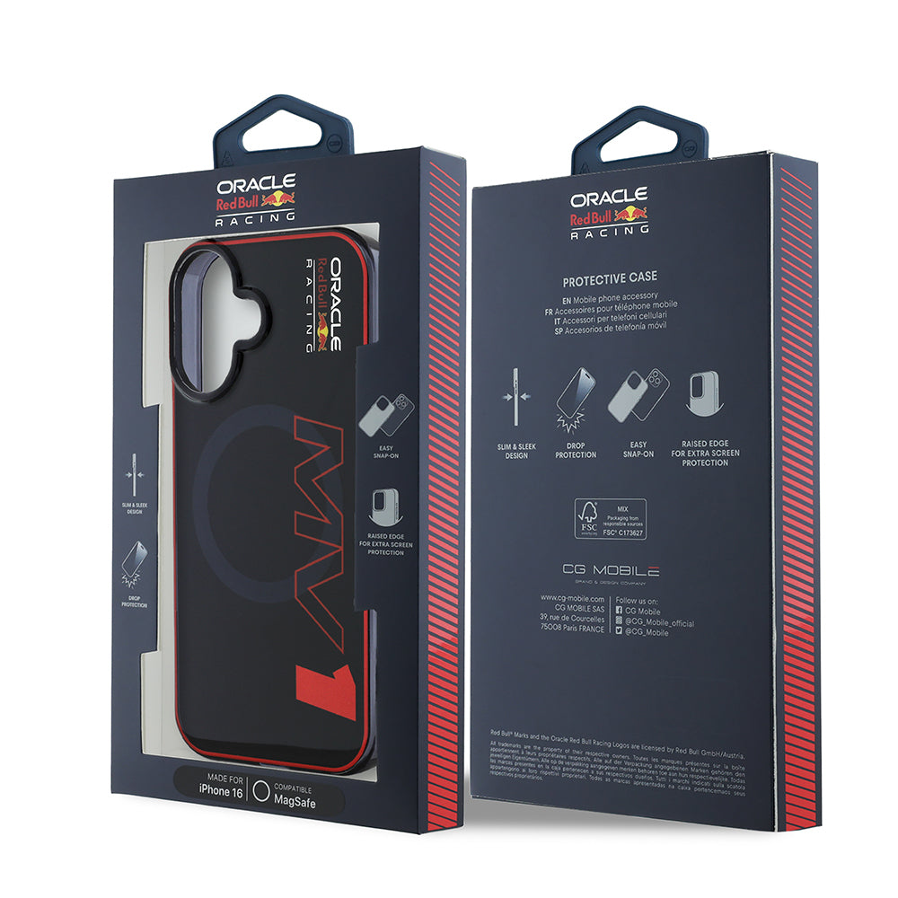 Apple iPhone 16 Case Redbull Original Licensed M-safe Charging Feature Dual Layer Hard PC Large Size MV Cover Navy Blue