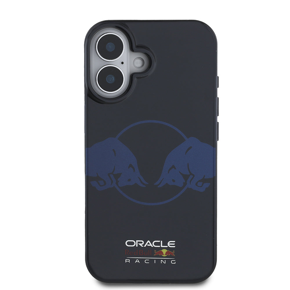 Apple iPhone 16 Case Redbull Original Licensed M-Safe Charging Feature IML Double Bull Printed Hard PC Cover Navy Blue