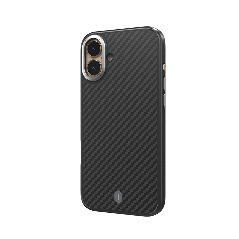 Apple iPhone 16 Case Wiwu DCC-205 M-safe Charging Feature Aramid Fiber Design Kevlar Cover Black