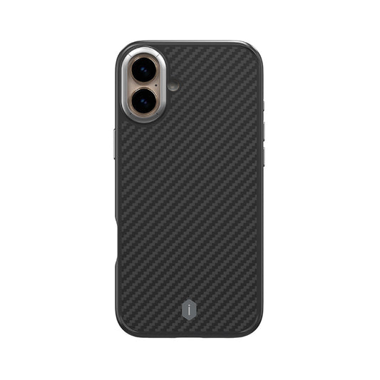 Apple iPhone 16 Case Wiwu DCC-205 M-safe Charging Feature Aramid Fiber Design Kevlar Cover Black