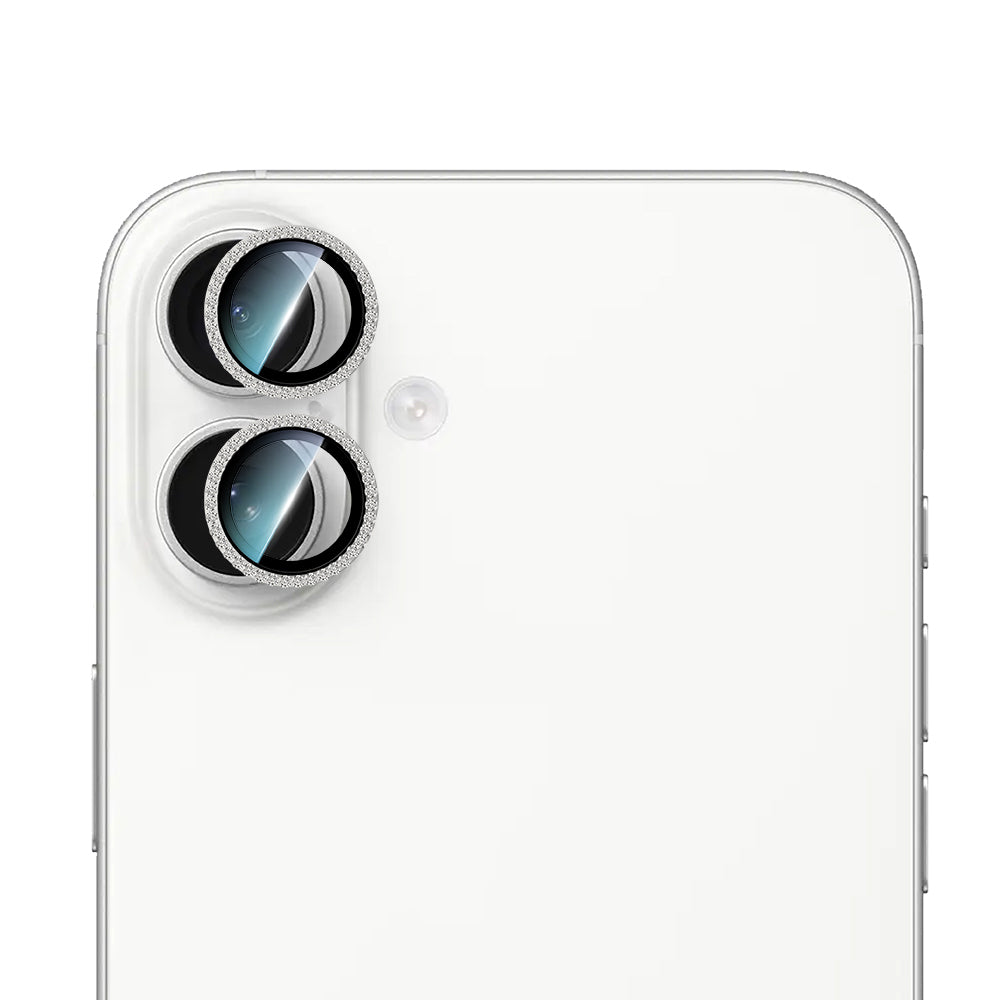 Apple iPhone 16 Plus CaseWorld Alloy Sparkling Diamond Series Stone Lens Protector Silver