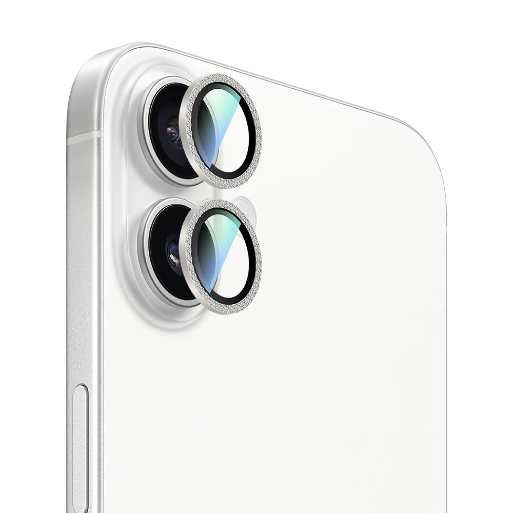 Apple iPhone 16 Plus CaseWorld Alloy Sparkling Diamond Series Stone Lens Protector Silver