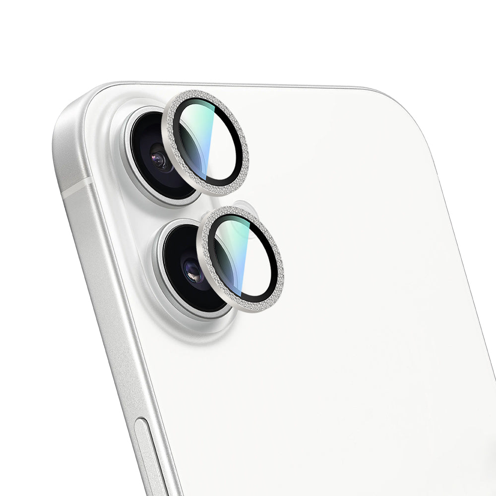 Apple iPhone 16 Plus CaseWorld Alloy Sparkling Diamond Series Stone Lens Protector Silver