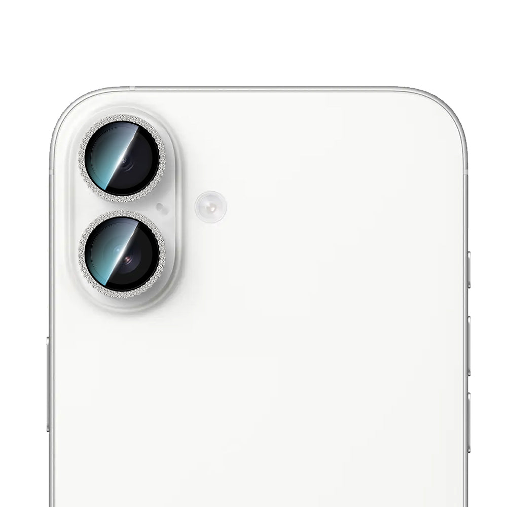 Apple iPhone 16 Plus CaseWorld Alloy Sparkling Diamond Serisi Taşlı Lens Koruyucu Gümüş