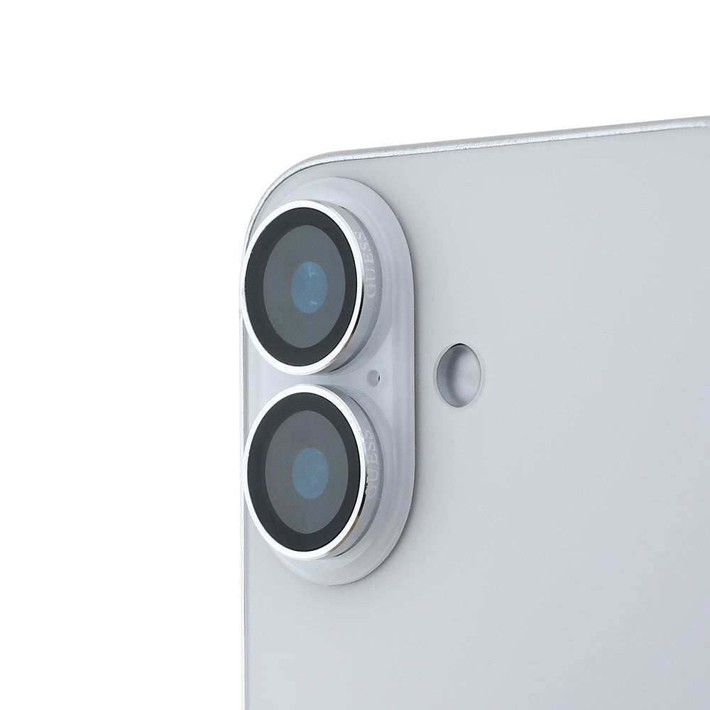 Apple iPhone 16 Plus Guess Original Licensed Metal Camera Lens Protector Silver