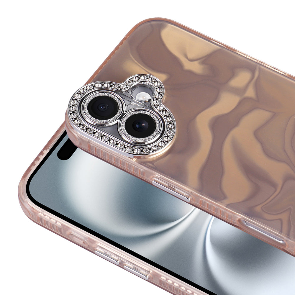 Apple iPhone 16 Plus Airbag Case with Shiny Stone Detail Design Zore Esila Cover White