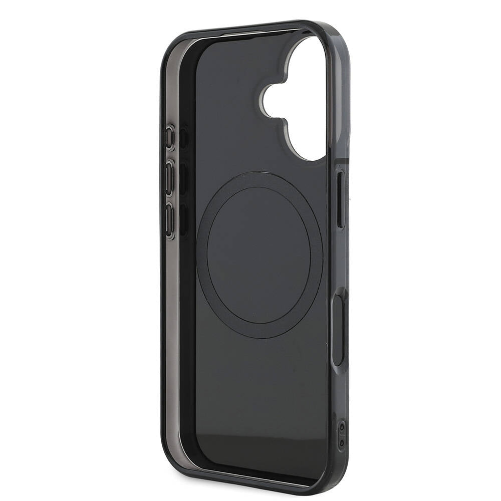 Apple iPhone 16 Plus Case AMG Original Licensed M-Safe Charging Feature Double Layer Red Cross Striped Cover Black-Red