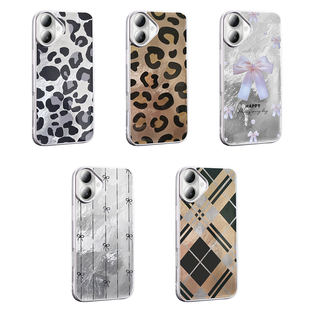 Apple iPhone 16 Plus Case Patterned Zore Mep Cover Gray Leopard