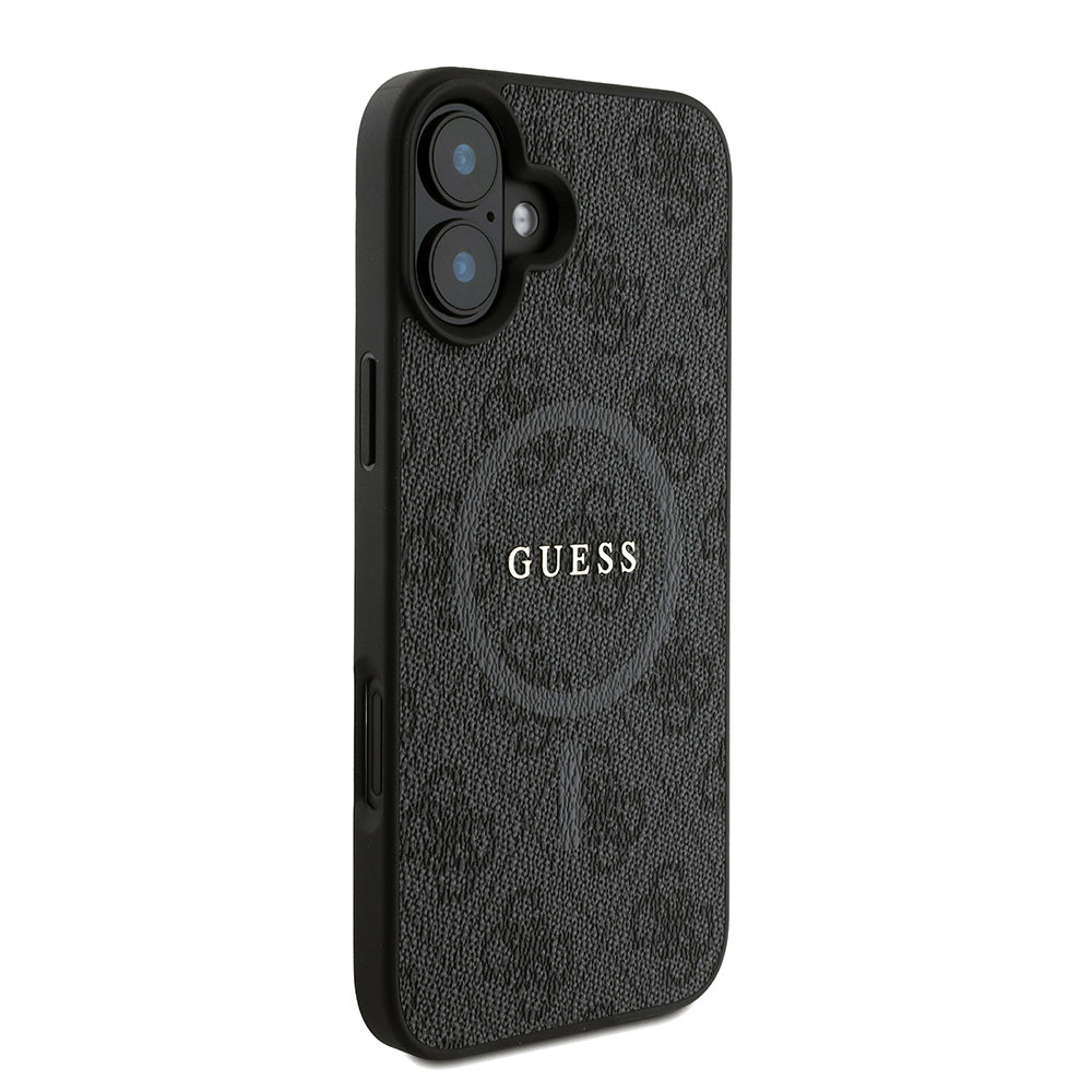 Apple iPhone 16 Plus Kılıf Guess Orjinal Lisanslı M-safe Şarj Özellikli PU Deri Bilek Askı İpli Yazı Logolu Kapak Pembe