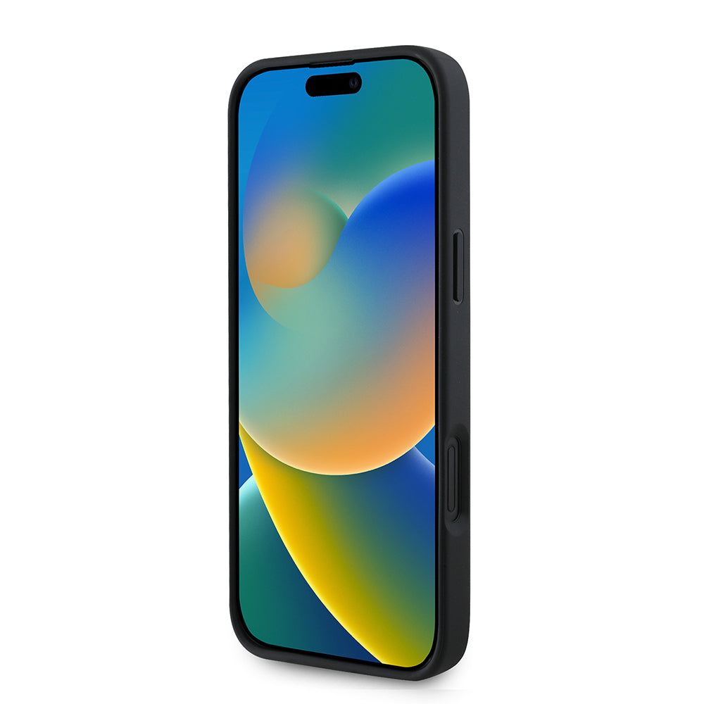 Apple iPhone 16 Plus Kılıf Guess Orjinal Lisanslı M-safe Şarj Özellikli PU Deri Bilek Askı İpli Yazı Logolu Kapak Pembe