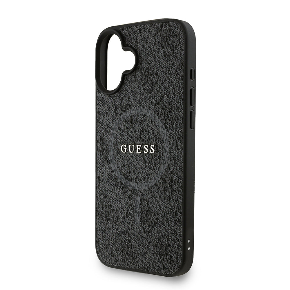 Apple iPhone 16 Plus Kılıf Guess Orjinal Lisanslı M-safe Şarj Özellikli PU Deri Bilek Askı İpli Yazı Logolu Kapak Pembe