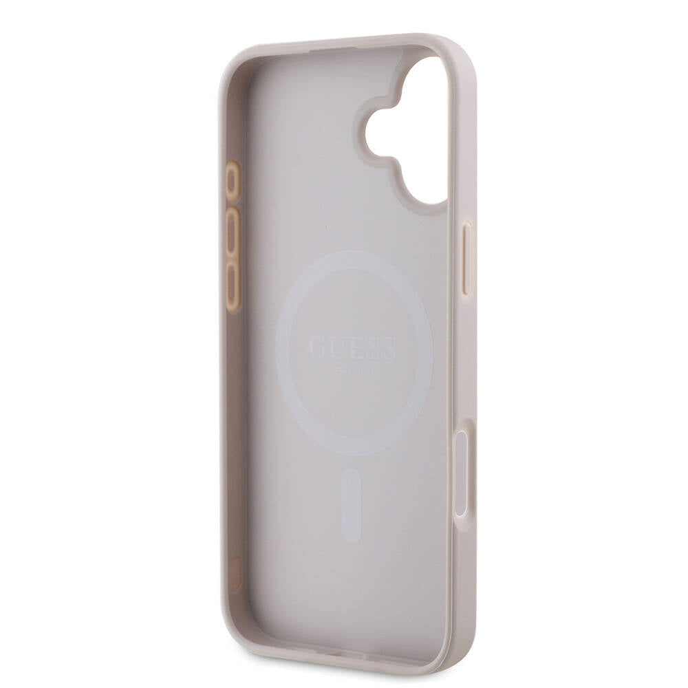 Apple iPhone 16 Plus Case Guess Original Licensed M-safe Charging Feature 4G Patterned Text Logo Cover Black