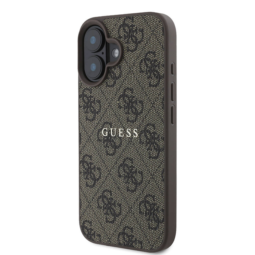 Apple iPhone 16 Plus Case Guess Original Licensed M-safe Charging Feature 4G Patterned Text Logo Cover Pink