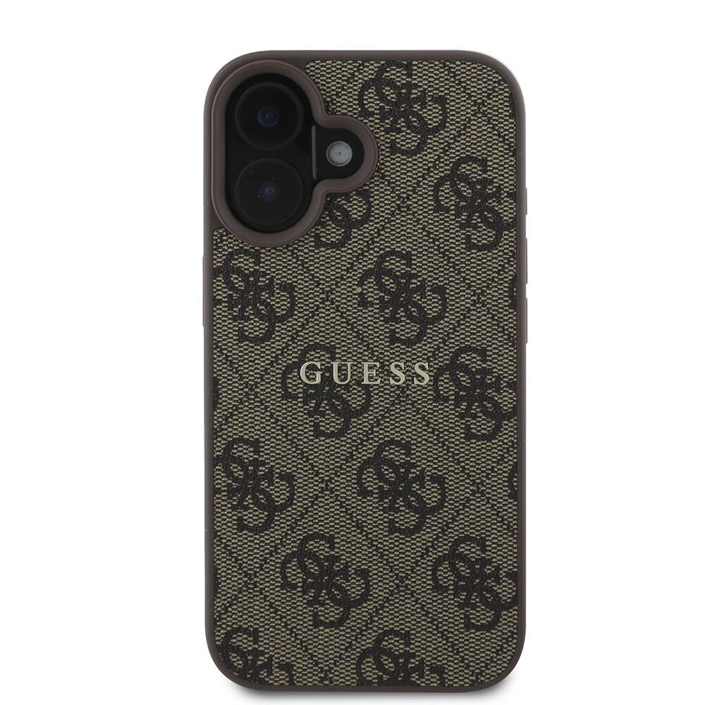 Apple iPhone 16 Plus Case Guess Original Licensed M-safe Charging Feature 4G Patterned Text Logo Cover Pink