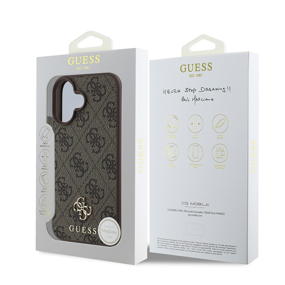 Apple iPhone 16 Plus Case Guess Original Licensed M-safe Charging Feature Small 4G Classic Cover Pink