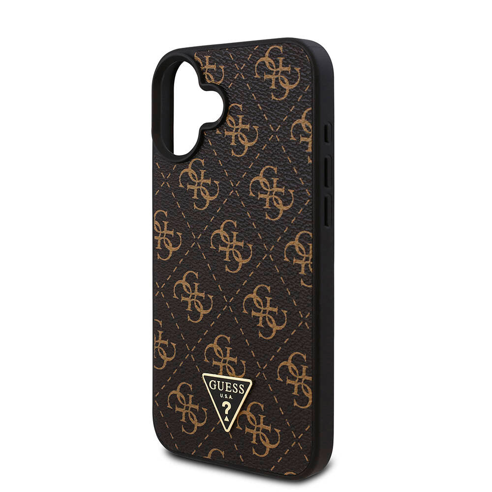 Apple iPhone 16 Plus Case Guess Original Licensed PU Leather 4G Patterned Triangle Logo Cover Black