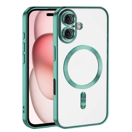 Apple iPhone 16 Plus Case Camera Protection M-Safe Wireless Charging Feature Zore Demre Cover Green