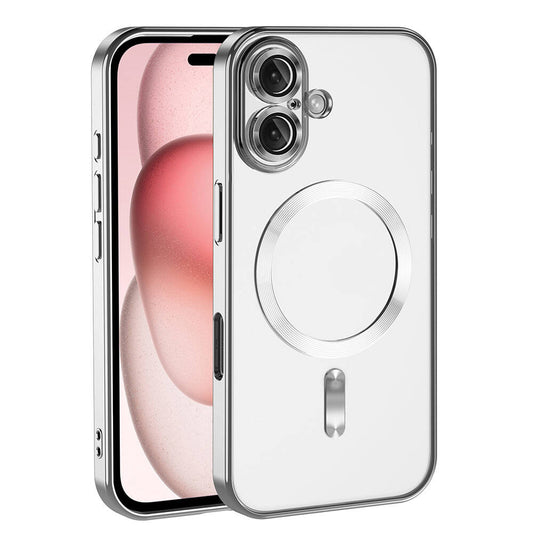 Apple iPhone 16 Plus Case Camera Protection M-safe Wireless Charging Feature Zore Demre Cover Titanium