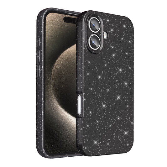 Apple iPhone 16 Plus Case Camera Protection Glitter Luxury Zore Cotton Cover Black