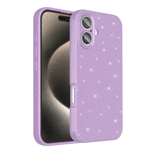 Apple iPhone 16 Plus Case Camera Protection Glitter Luxury Zore Cotton Cover Lilac
