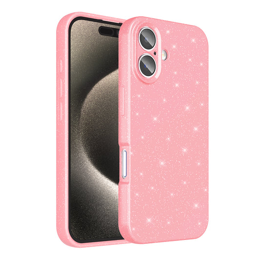 Apple iPhone 16 Plus Case Camera Protection Glitter Luxury Zore Cotton Cover Light Pink