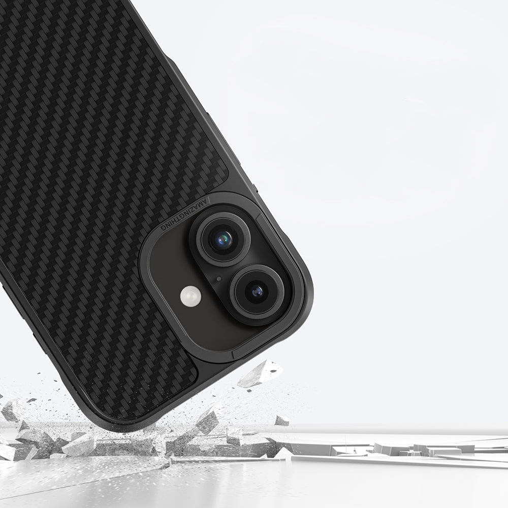 Apple iPhone 16 Plus Case M-safe Charging Feature 1500D Aramid Fiber Amazingthing Titan Max Series Cover Black