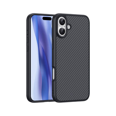 Apple iPhone 16 Plus Case with M-safe Charging Function Carbon Fiber Design Zore Elnino Cover Black