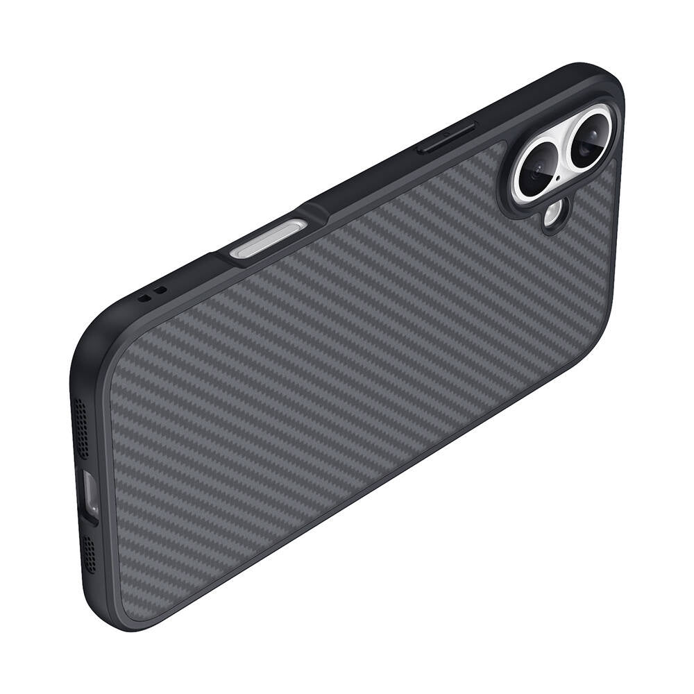 Apple iPhone 16 Plus Case with M-safe Charging Function Carbon Fiber Design Zore Elnino Cover Black