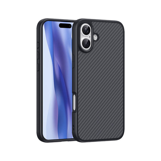 Apple iPhone 16 Plus Case with M-safe Charging Function Carbon Fiber Design Zore Elnino Cover Black