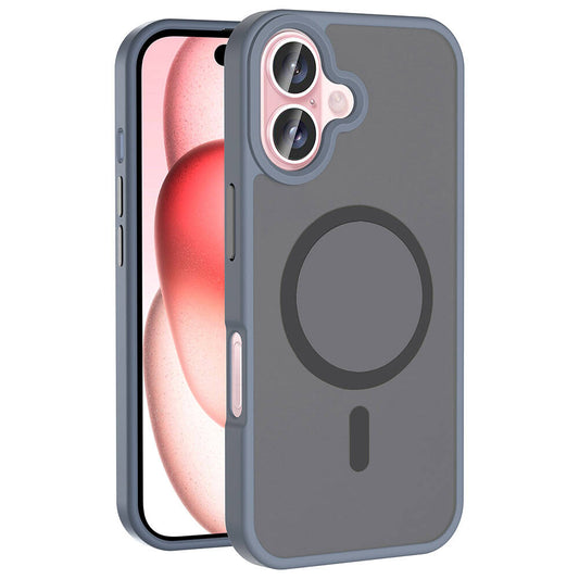 Apple iPhone 16 Plus Case M-safe Charging Feature Matte Back Surface Zore Sio Cover Gray