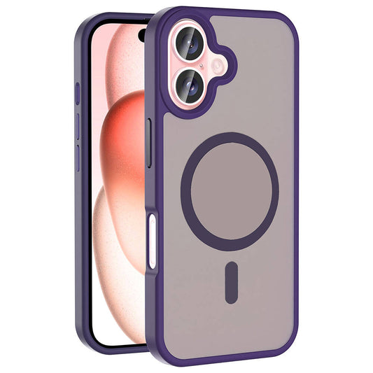 Apple iPhone 16 Plus Case M-safe Charging Feature Matte Back Surface Zore Sio Cover Deep Purple