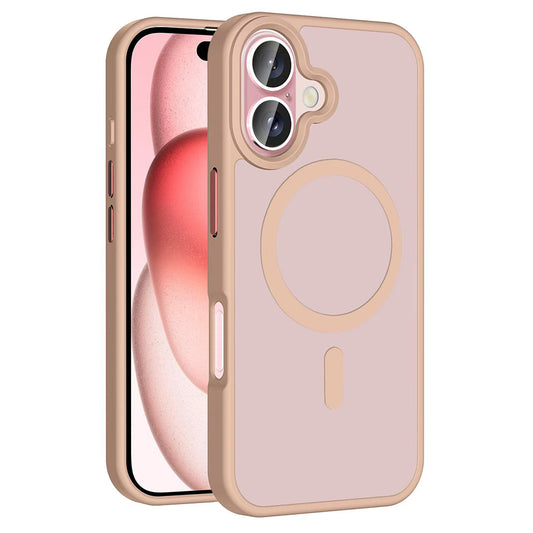 Apple iPhone 16 Plus Case with M-safe Charging Function, Matte Back Surface, Zore Sio Cover, Rose Gold