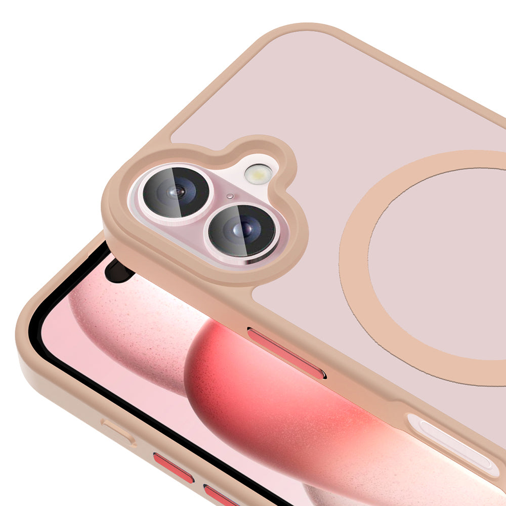 Apple iPhone 16 Plus Case with M-safe Charging Function, Matte Back Surface, Zore Sio Cover, Rose Gold