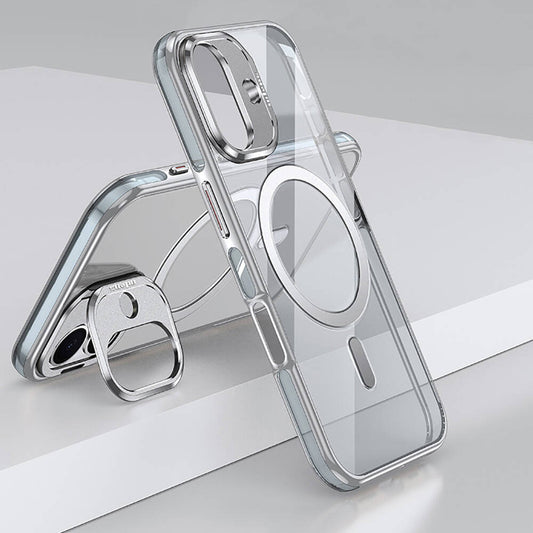 Apple iPhone 16 Plus Kılıf M-safe Şarj Özellikli Wlons Standlı Efsane Kapak Gri