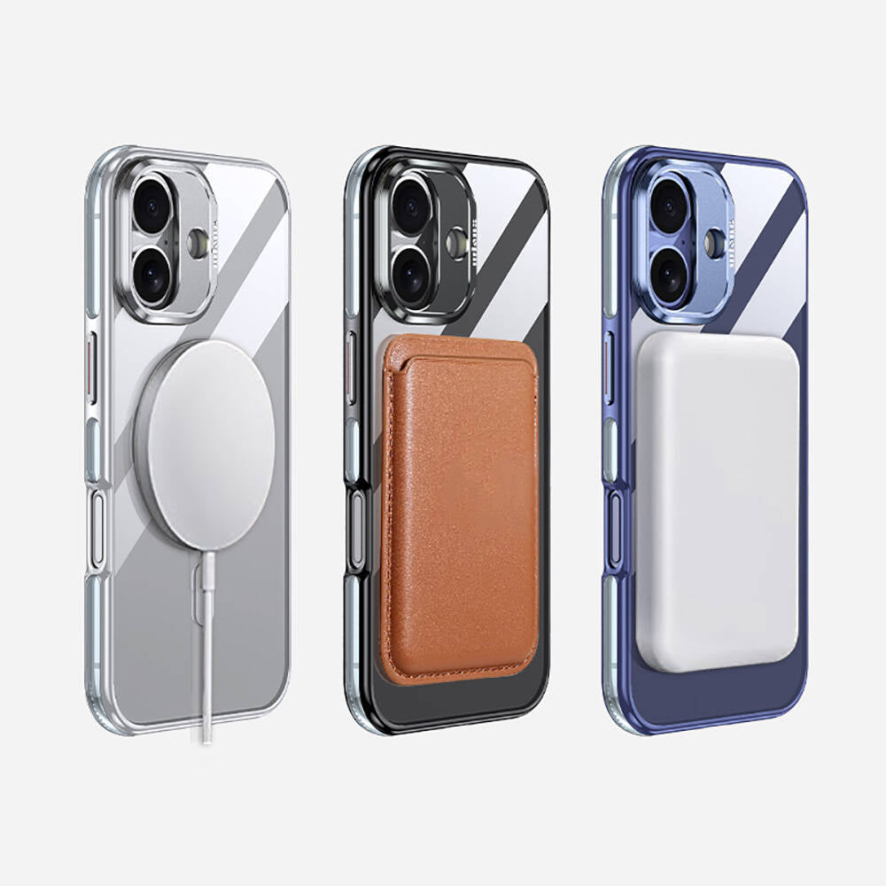 Apple iPhone 16 Plus Kılıf M-safe Şarj Özellikli Wlons Standlı Efsane Kapak Gri