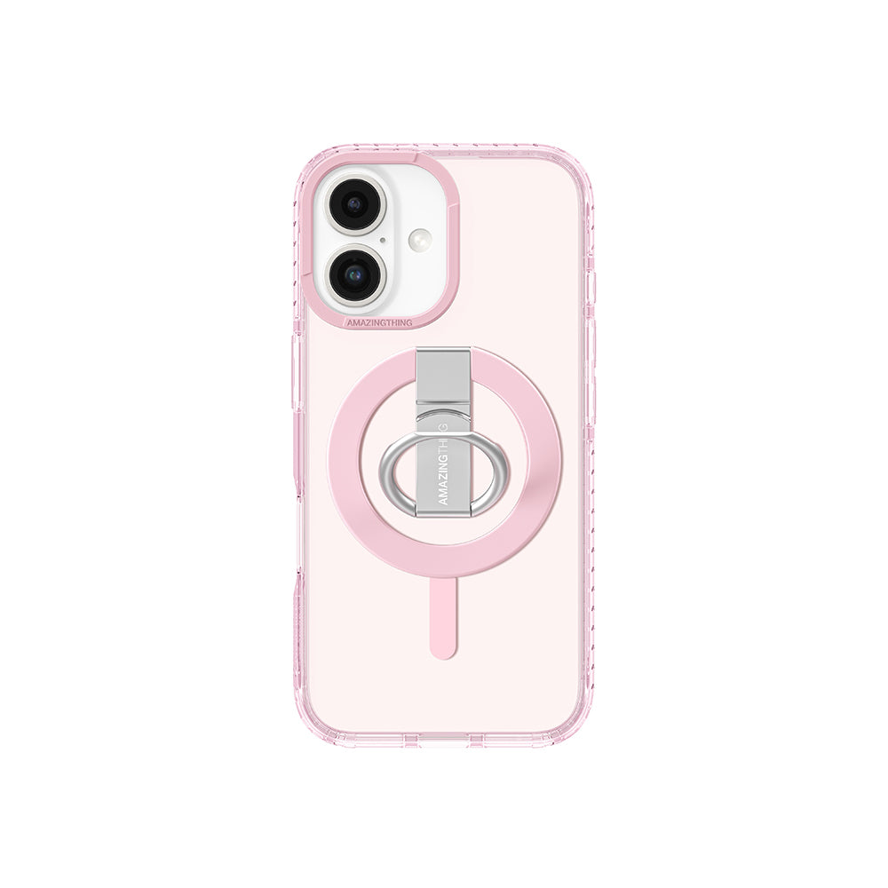 Apple iPhone 16 Plus Case with M-safe Charging Feature and Ring Stand, Amazingthing Titan Pro Series Cover, Pink