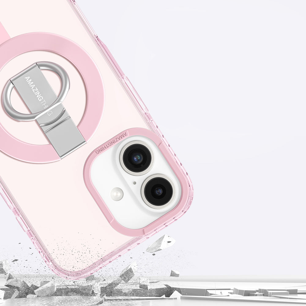 Apple iPhone 16 Plus Case with M-safe Charging Feature and Ring Stand, Amazingthing Titan Pro Series Cover, Pink