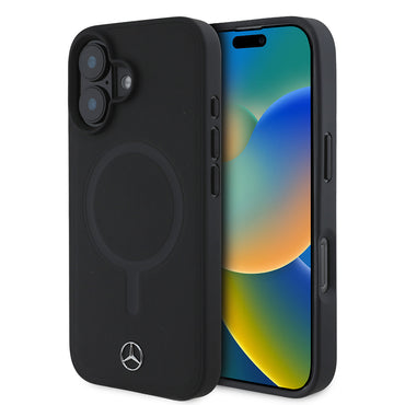 Apple iPhone 16 Plus Kılıf Mercedes Benz M-safe Şarj Özellikli Yumuşak Deri Orjinal Lisanslı Kapak