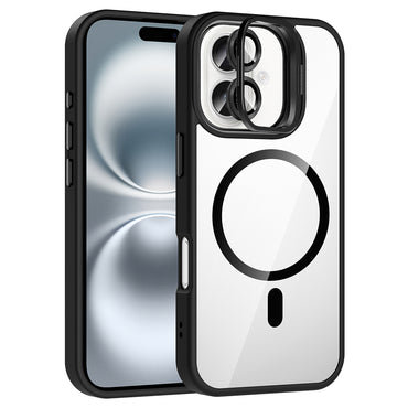 Apple iPhone 16 Plus Kılıf Standlı ve Kamera Lens Hediyeli M-Safe Şarj Özellikli Zore Etro Kapak