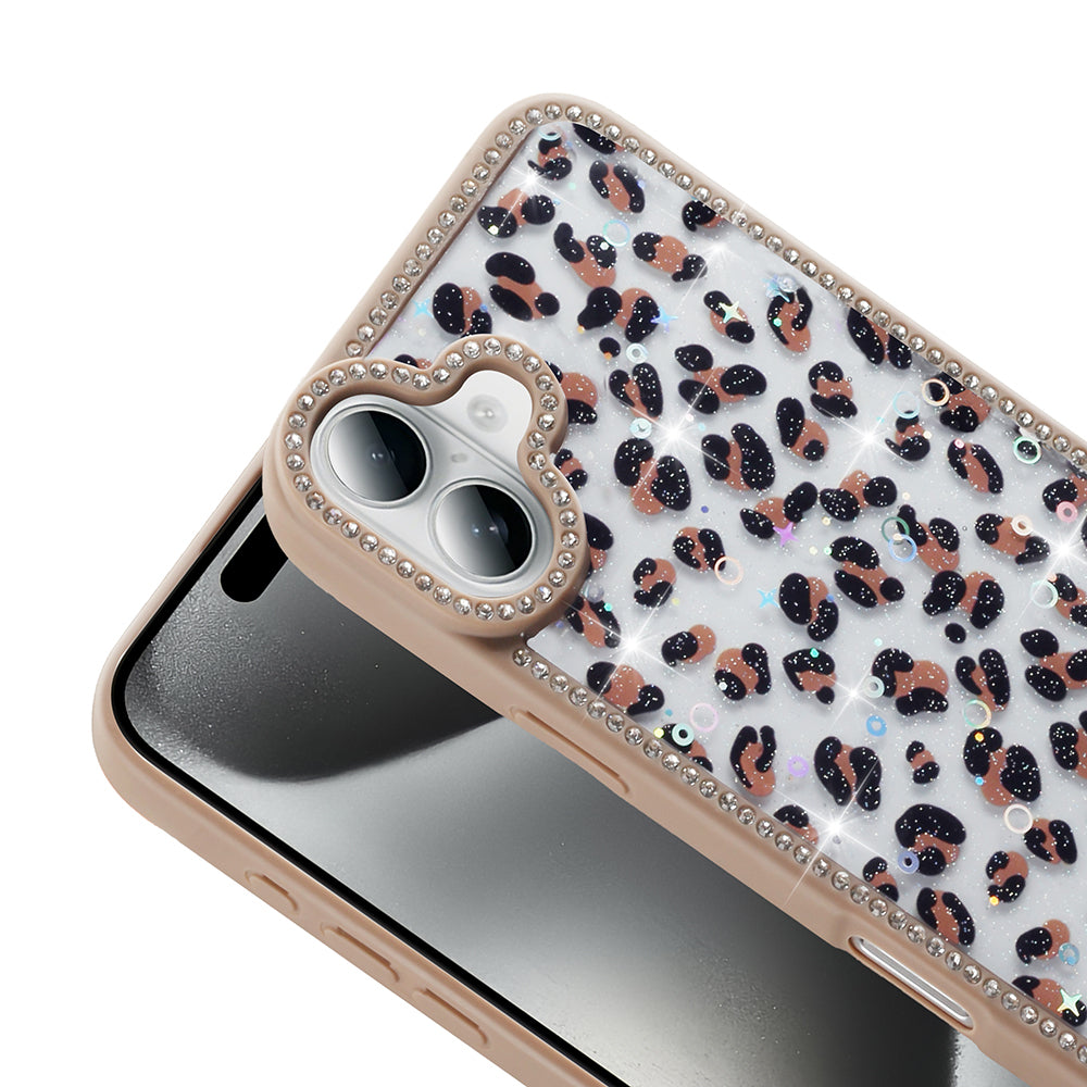Apple iPhone 16 Plus Case Stone and Glitter Design Zore Azra Cover Pink