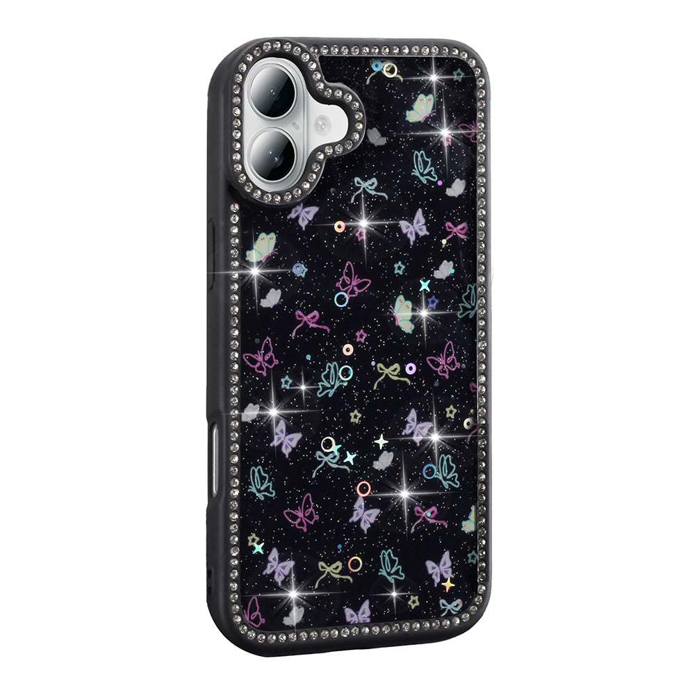 Apple iPhone 16 Plus Case Stone and Glitter Design Zore Azra Cover Pink